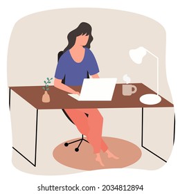 People stay at home.  Work, leisure and hobby on isolation.illustration in flat cartoon style. Freelance people work in comfortable conditions set vector flat illustration. Freelancer character.