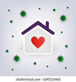 People Stay Safe at Home During the Time of Coronavirus Pandemic - Lockdown, Isolation, Home Quarantine Concept - Vector Design