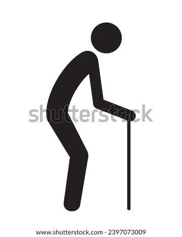 People with Stick, blind or old people. Disabled or old people symbol, vector illustration isolated on white background, eps
