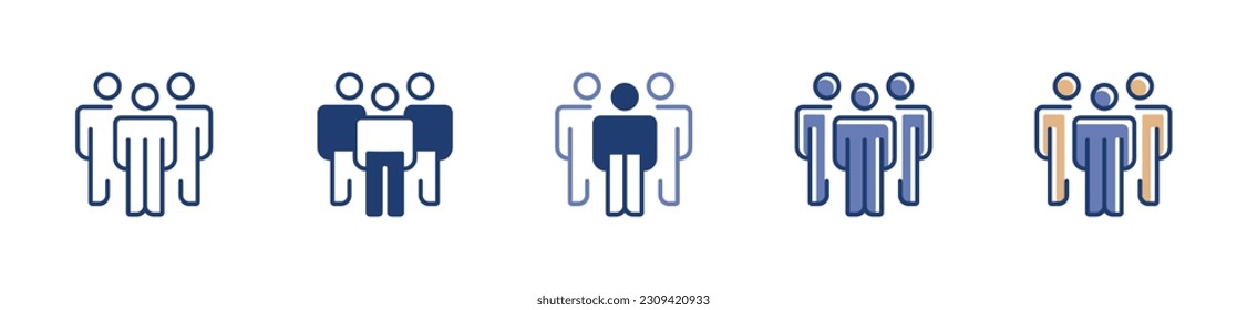 people stick figure icon vector teamwork business partnership symbol group of human line illustration  design for web and app template