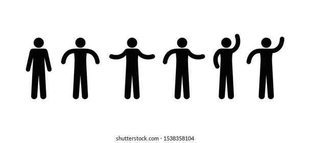 people stick figure pictograms, icon set, isolated people silhouettes, man symbol