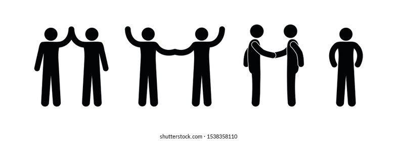 people stick figure pictograms, icon set, isolated people silhouettes, man symbol