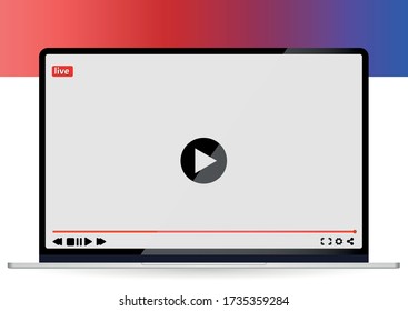 people streaming online video with their laptop vector illustration concept, online tutorial video streaming