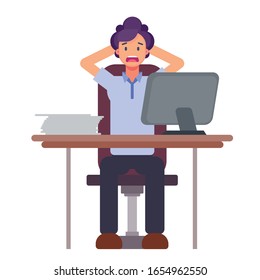 People Stressed with his job on office