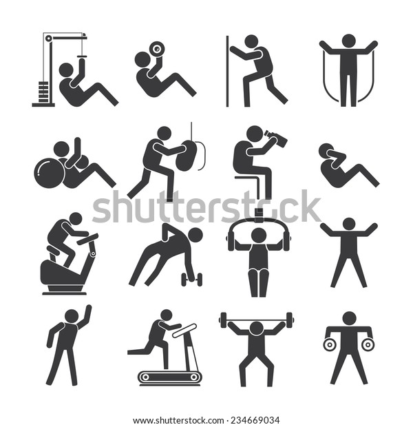 People Stretching Exercise Set Fitness Icons Stock Vector (Royalty Free ...