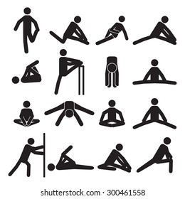 People stretching legs vector set