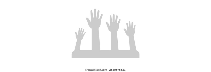 People or students with their hands raised flat icon.