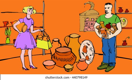 people in the studio pottery