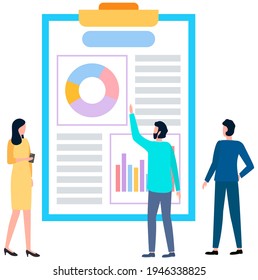 People study chart growth. Colleagues communicate and work together. Project planning, management