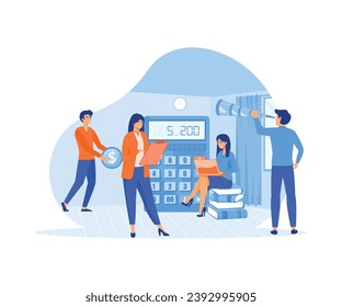 People study financial literacy and accounting to raise entrepreneurship awareness. flat vector modern illustration   