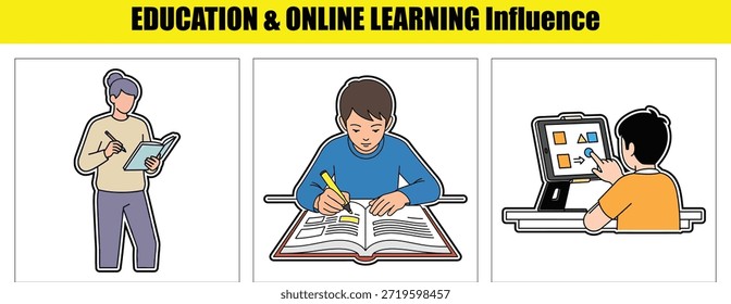 Personas para estudiar y aprender con libros y tabletas Mujer Niño