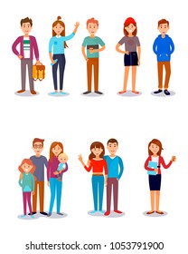 People stydents friends family kids parents vector illustration