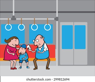 People in subway cartoon vector