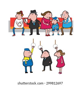 People in subway cartoon vector