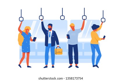 People in subway concept design. Flat style modern vector illustration isolated on white background.