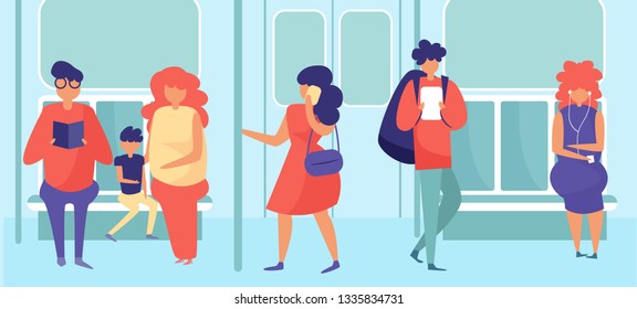 People in the subway Vector. Cartoon. Isolated art 