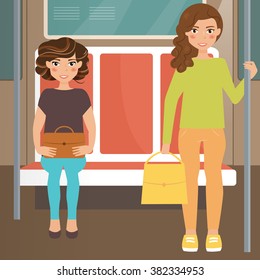 People in the subway. Vector isolated illustration. Cartoon character.
