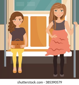 People in the subway. Vector isolated illustration. Cartoon character. 