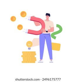 People successfully invest. Concept of return on investment, financial solutions, passive income, investment strategy, lucky speculation. Vector illustration in flat design for web banner landing page