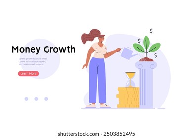 People successfully invest. Concept of return on investment, financial solutions, passive income, investment strategy, lucky speculation. Vector illustration in flat design for web banner, web page