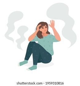 People Suffering From Schizophrenia and hallucinations. Mental disorder and diseases, psychopath or schizophrenic person. Vector illustration in flat style