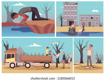 People Suffering Thirst Malnutrition Due Water Stock Vector (Royalty ...