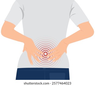 People suffering from waist and back pain isolated white background. Health care and medical concept. Stock illustration