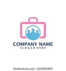 People Suitcase logo design vector. Suitcase logo design template concept