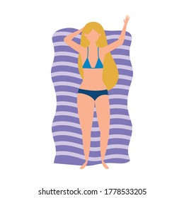 people summer related design, relaxed young woman in towel vacations vector illustration