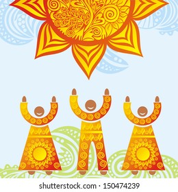 People and sun vector illustration