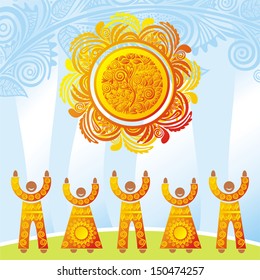 People and sun vector illustration
