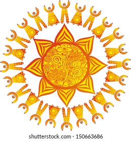 People and sun vector illustration