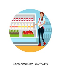 People in supermarket interior design. People shopping, supermarket shopping, marketing people, market shop interior, customer in mall, retail store vector illustration