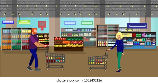 People in the supermarket shopping