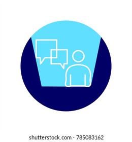 People of support. Line icon with long shadow. Vector Illustration isolated for graphic and web design.