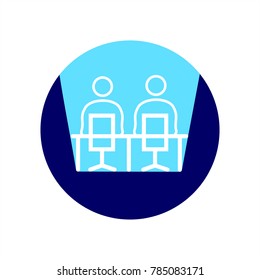 People of support. Line icon with long shadow. Vector Illustration isolated for graphic and web design.