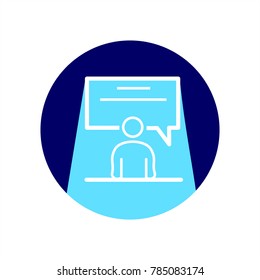 People of support. Line icon with long shadow. Vector Illustration isolated for graphic and web design.