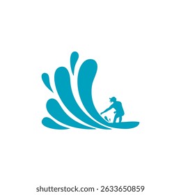 people surfing in beach logo design