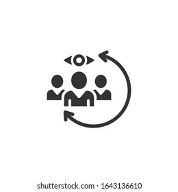 People surveillance icon in flat style. Search human vector illustration on white background. Partnership business concept.