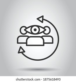 People surveillance icon in flat style. Search human vector illustration on white background. Partnership business concept.