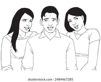 Las Personas sospechan unas de otras. Ilustración en blanco y negro y formato Vector.