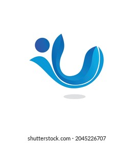 people swimming abstract whale logo icon flat concept vector graphic design