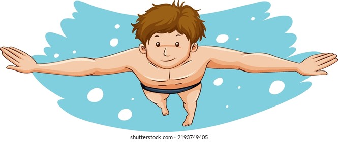 People Swimming In The Frozen Ice Pond Illustration