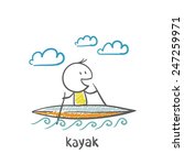 people swimming, kayaking illustration