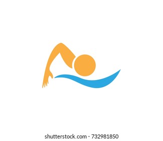 People swimming logo design template