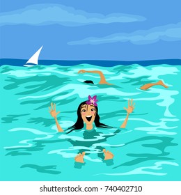 people swimming in the sea