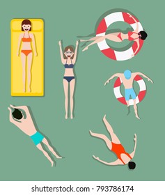 People swimming  Summer background