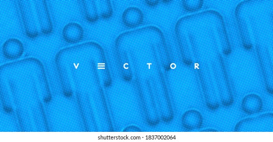 People symbol extruded from dotted pattern. Business team. Generative computer art. 3D vector illustration. 