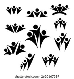 People symbol icon, team of community group connection logo for graphic design illustration 
