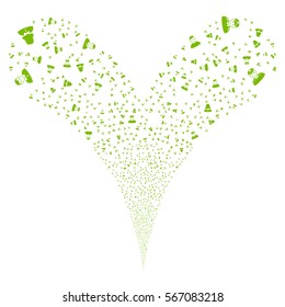 People Symbols fireworks stream. Vector illustration style is flat eco green iconic symbols on a white background. Object double fountain created from random pictographs.
